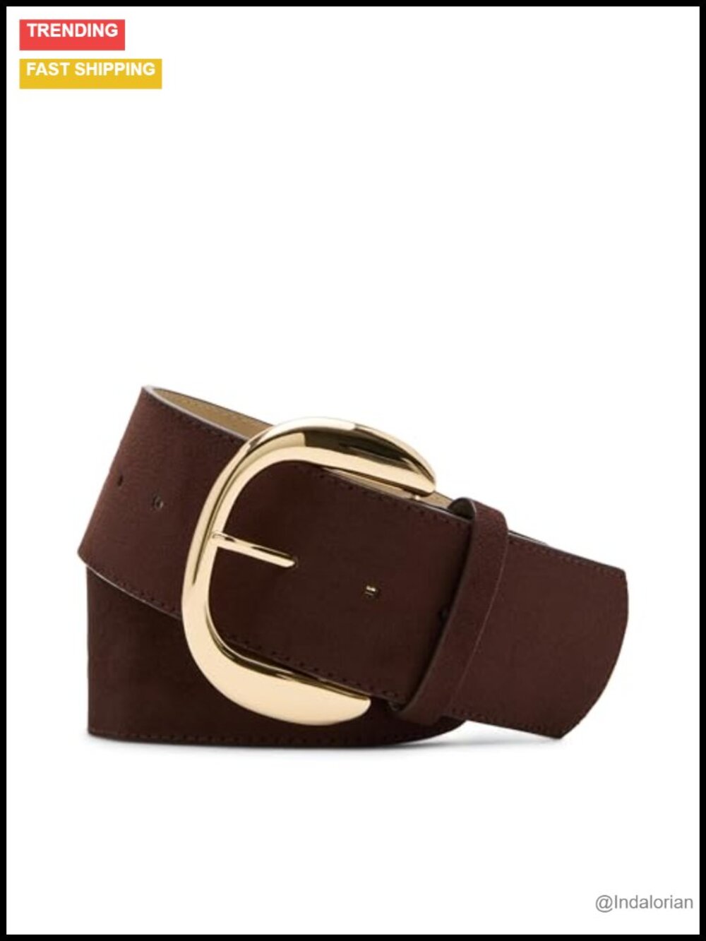 Wide Faux Suede Belt Metal Buckle Everyday Office Casual